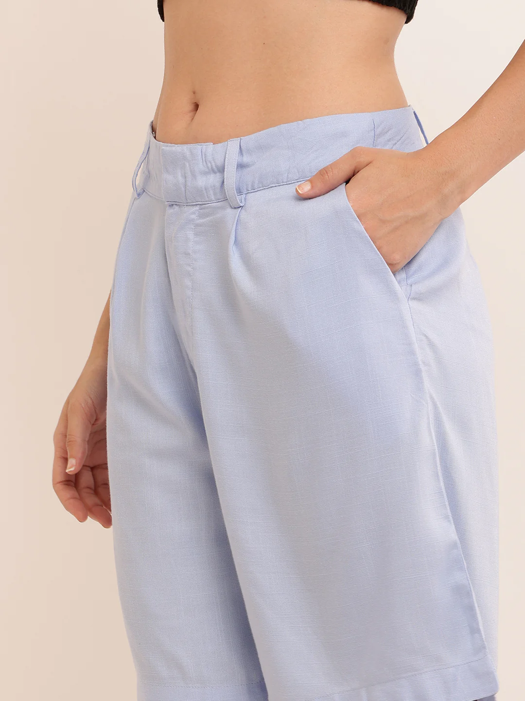 Women Viscose Comfy Blue Shorts - Image 5