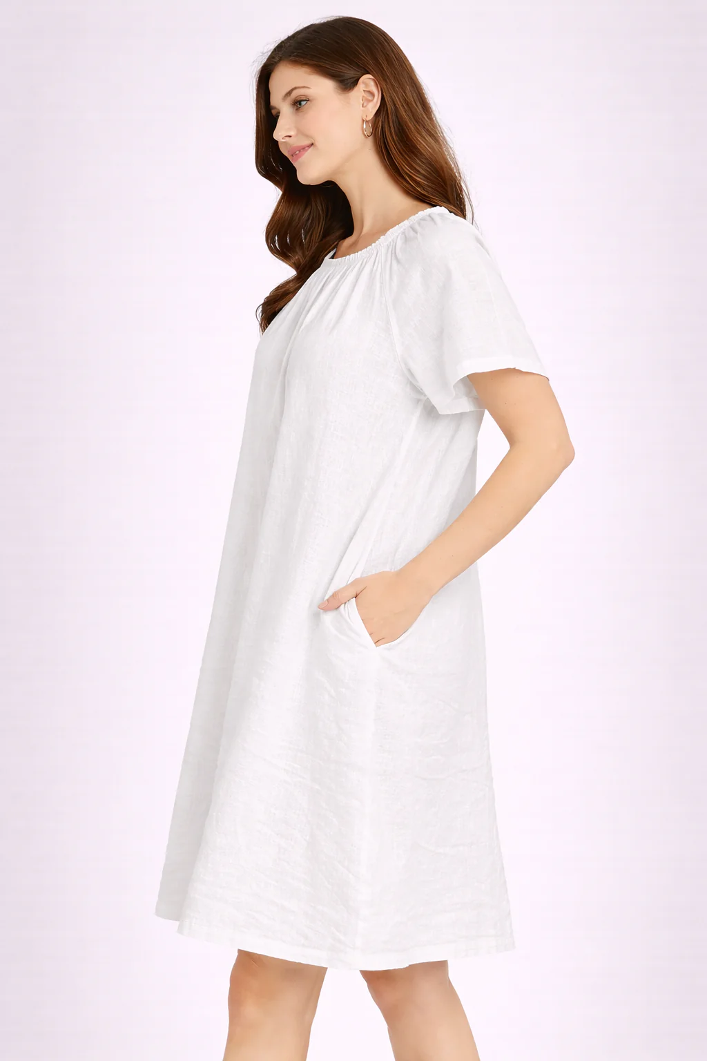 Women White Cotton Dress - Image 4