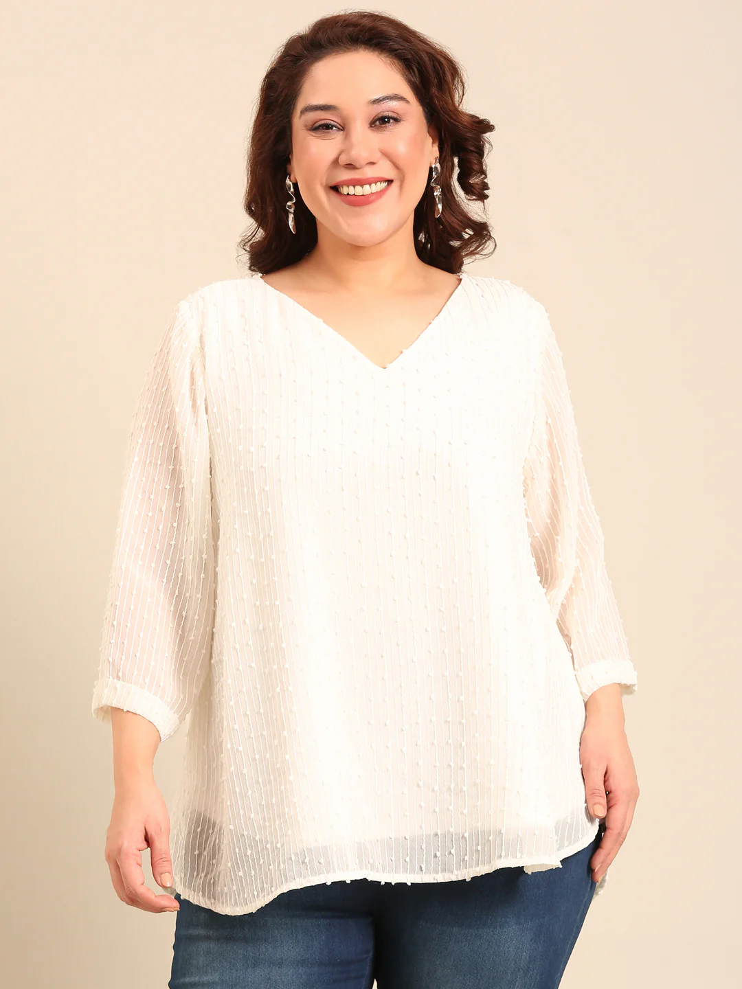 Women White Embroidered Top