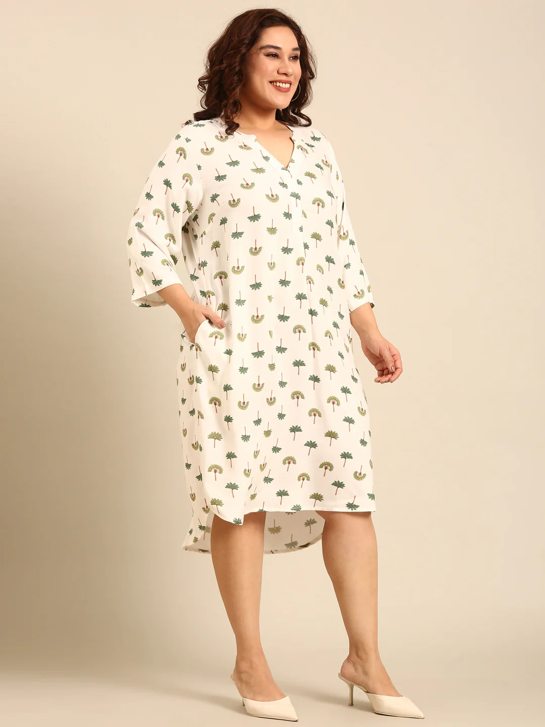 Women White Printed Midi Dress - Image 5