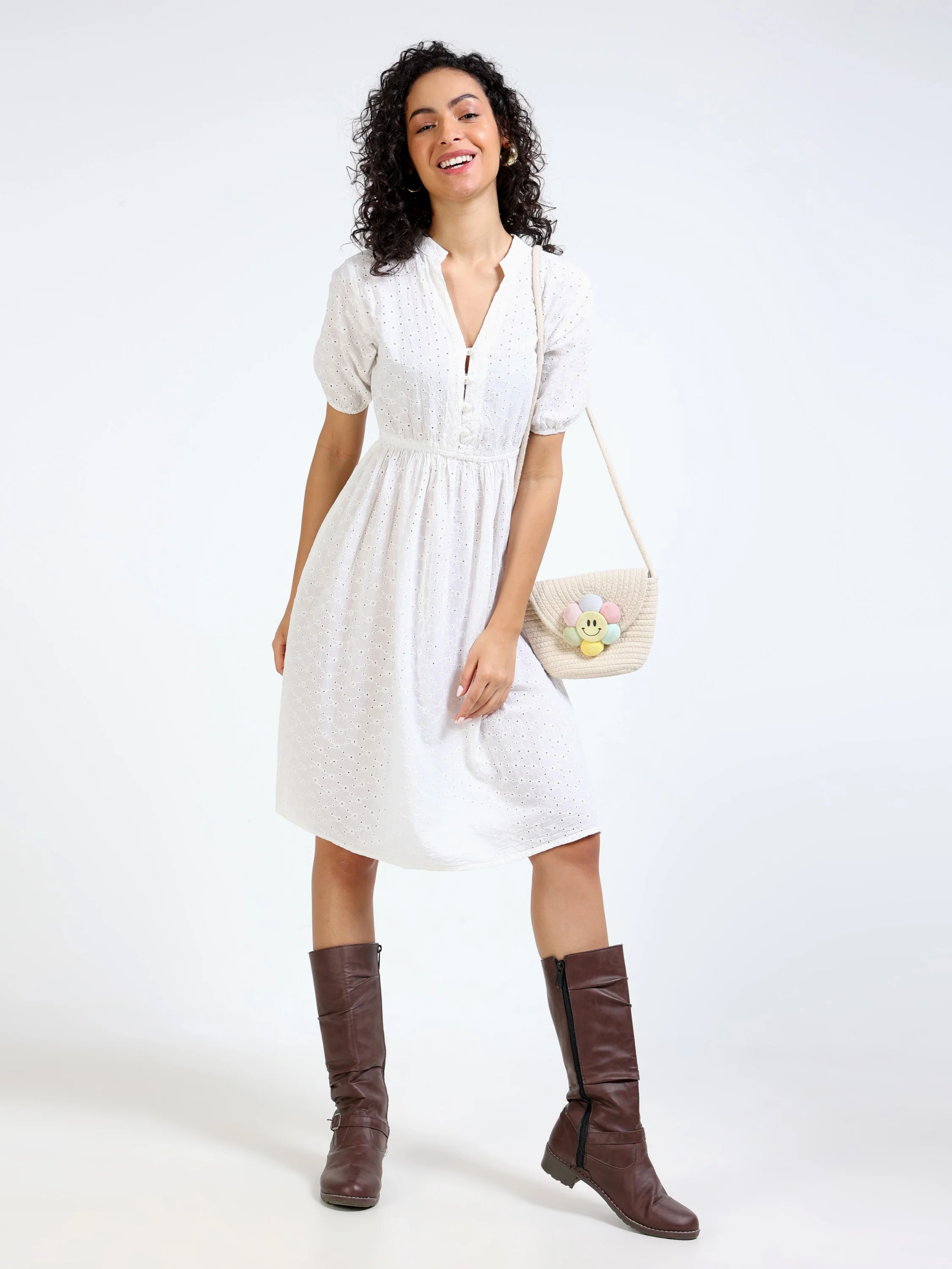 Women Schiffli Midi Dress