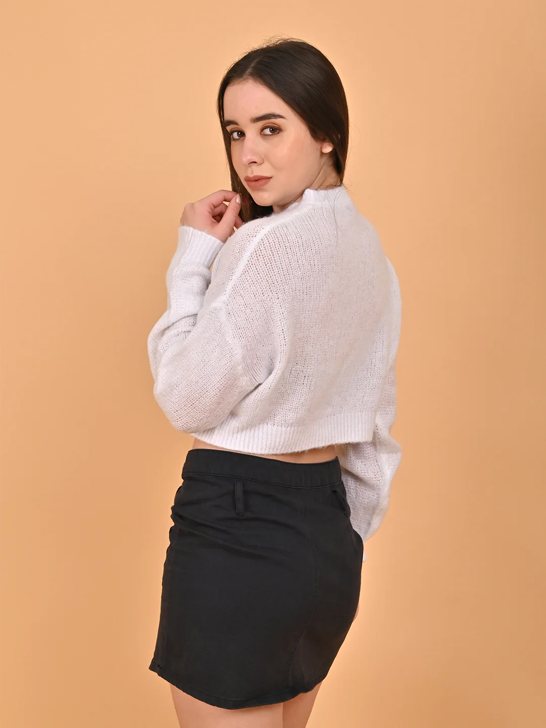 Women White Turtleneck Sweater - Image 3