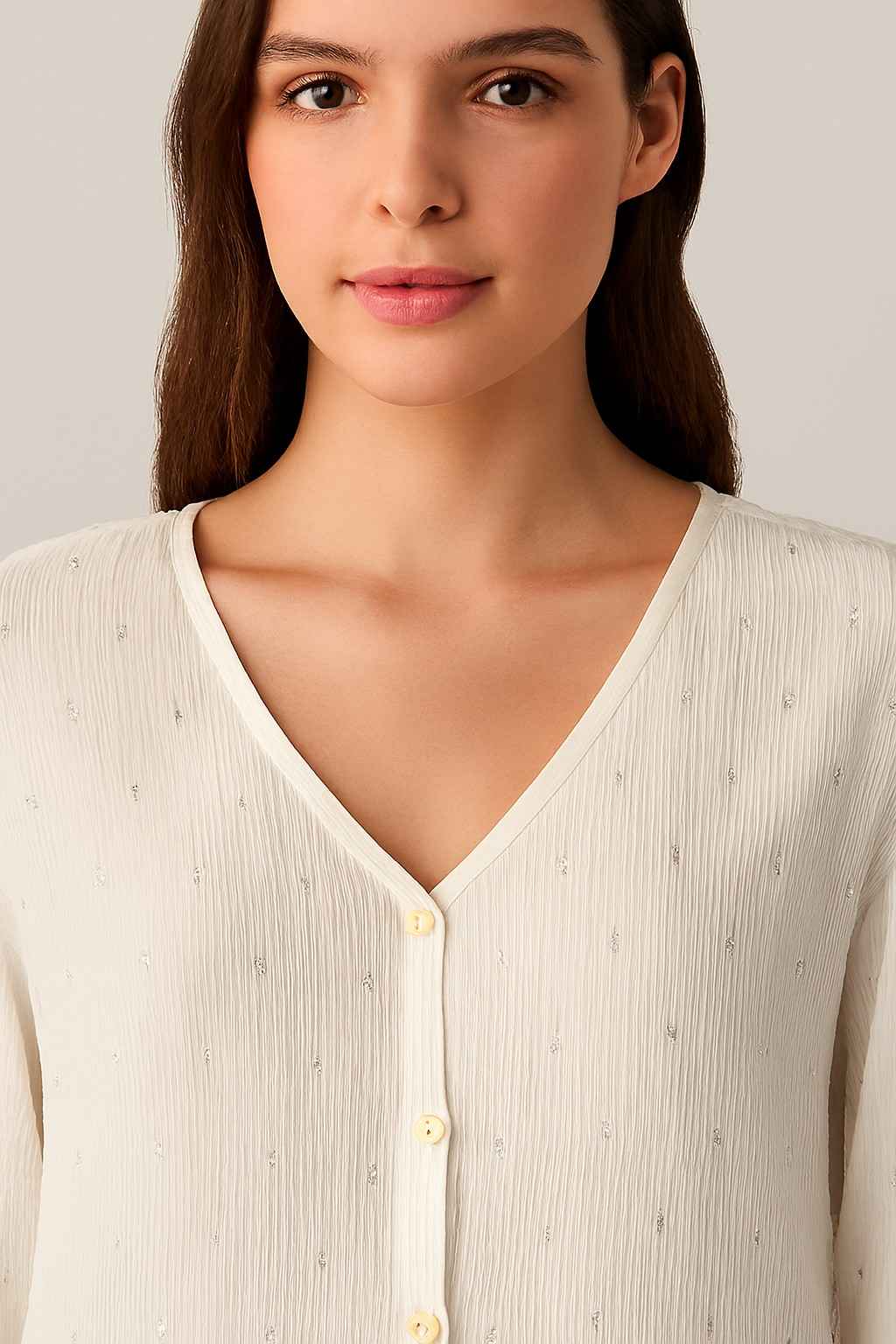 Women White Viscose Linen Shirt - Image 3