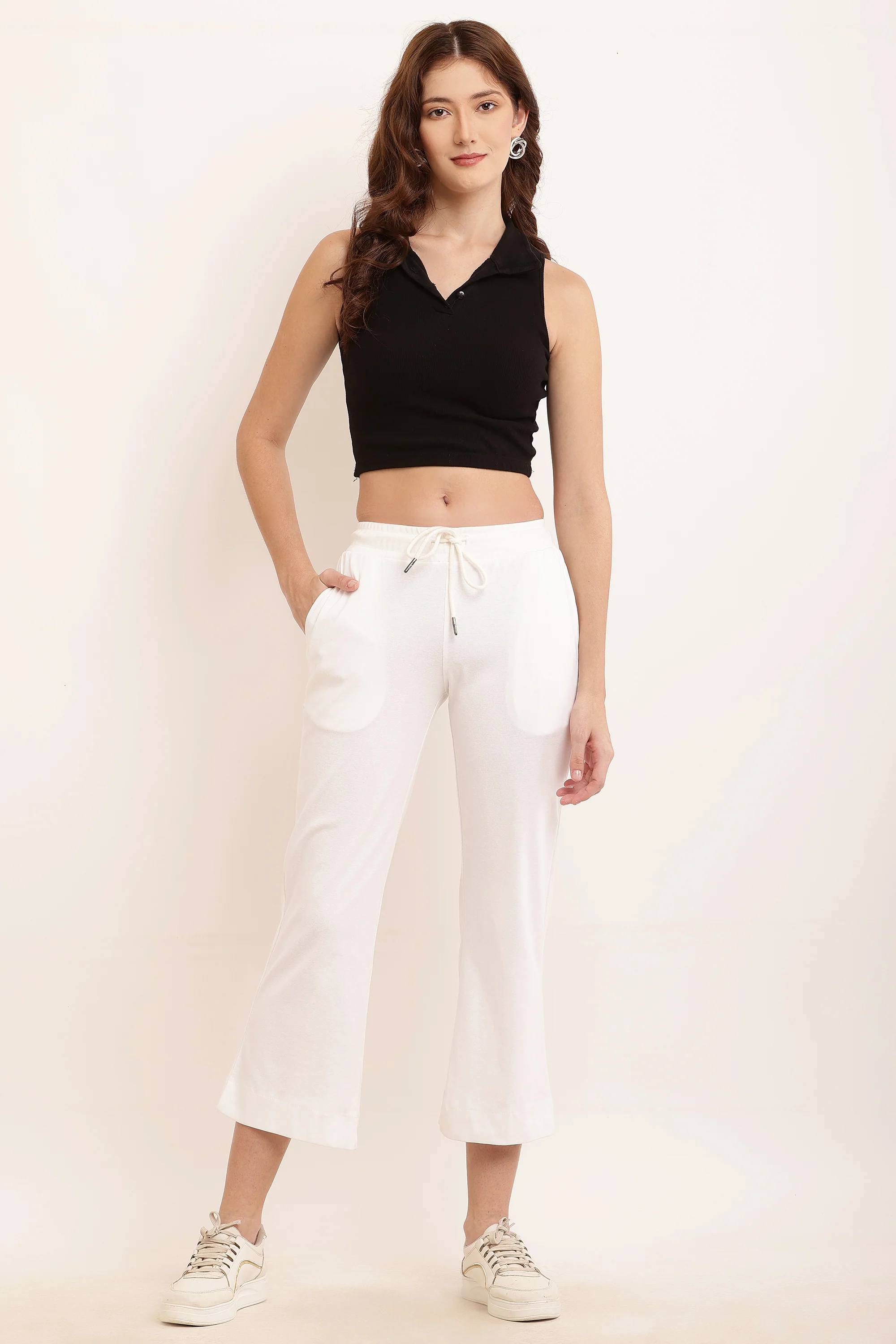 Women White Wide Leg Pants - Image 2