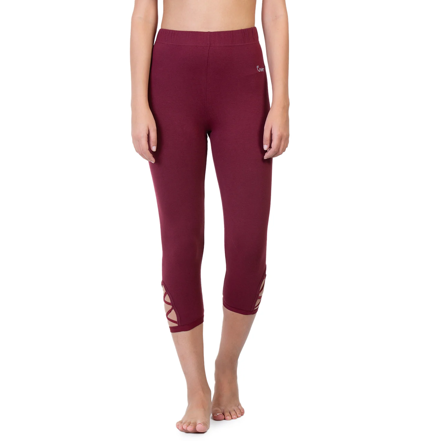 Women Wine 3/4th Criss Cross Capri Pant