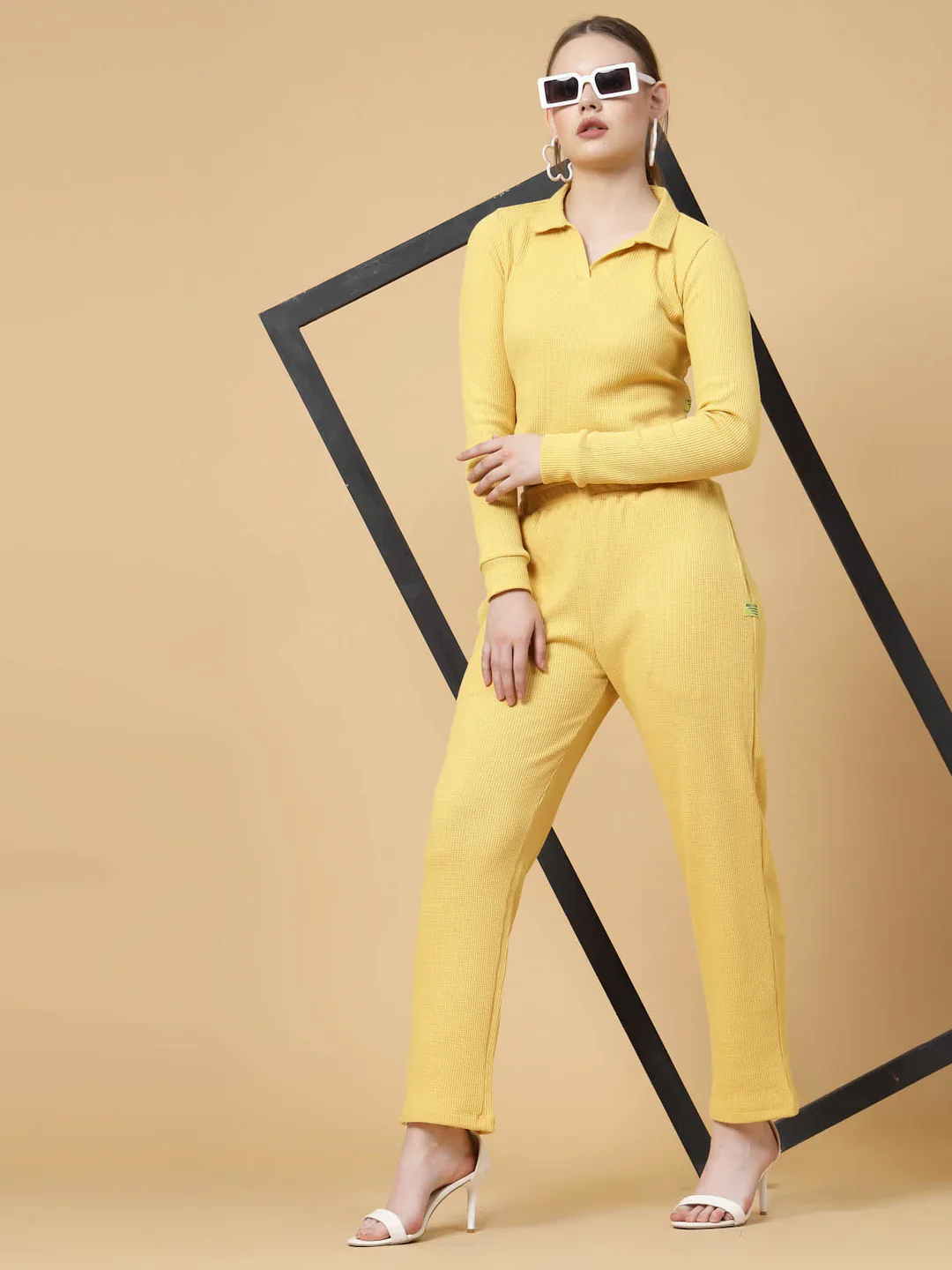 Women Yellow Textured co-ords