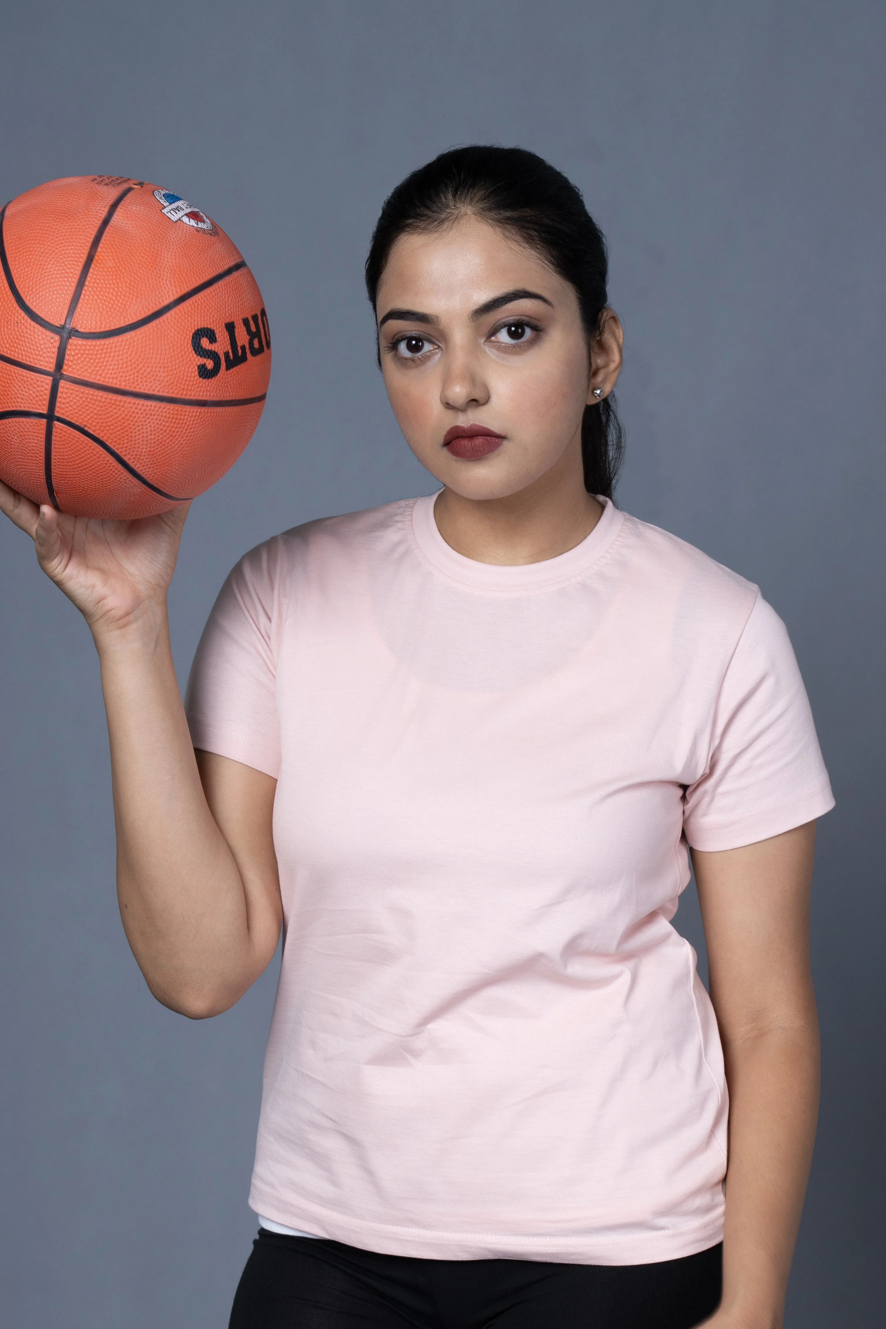 Women Round Neck Pink Tshirt